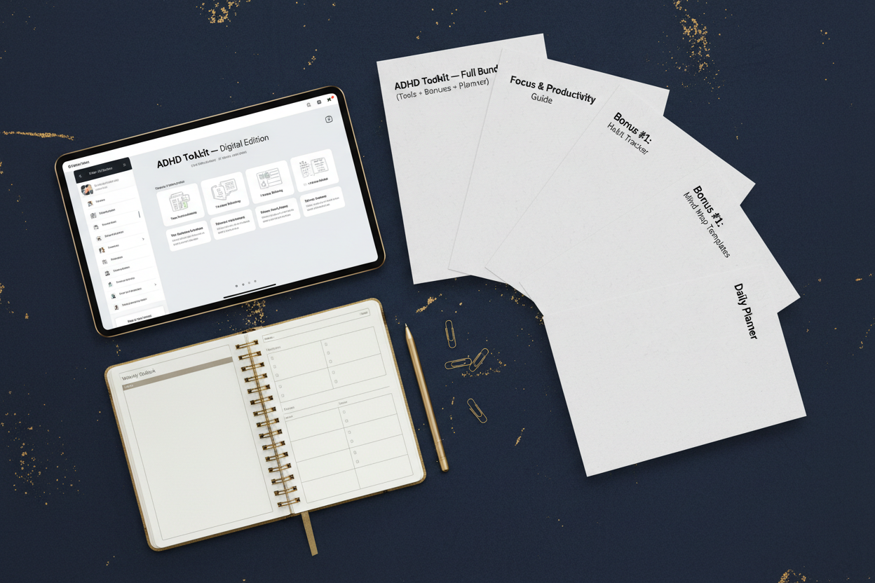 ADHD Toolkit — Full Bundle (Tools + Bonuses + Planner) pdf